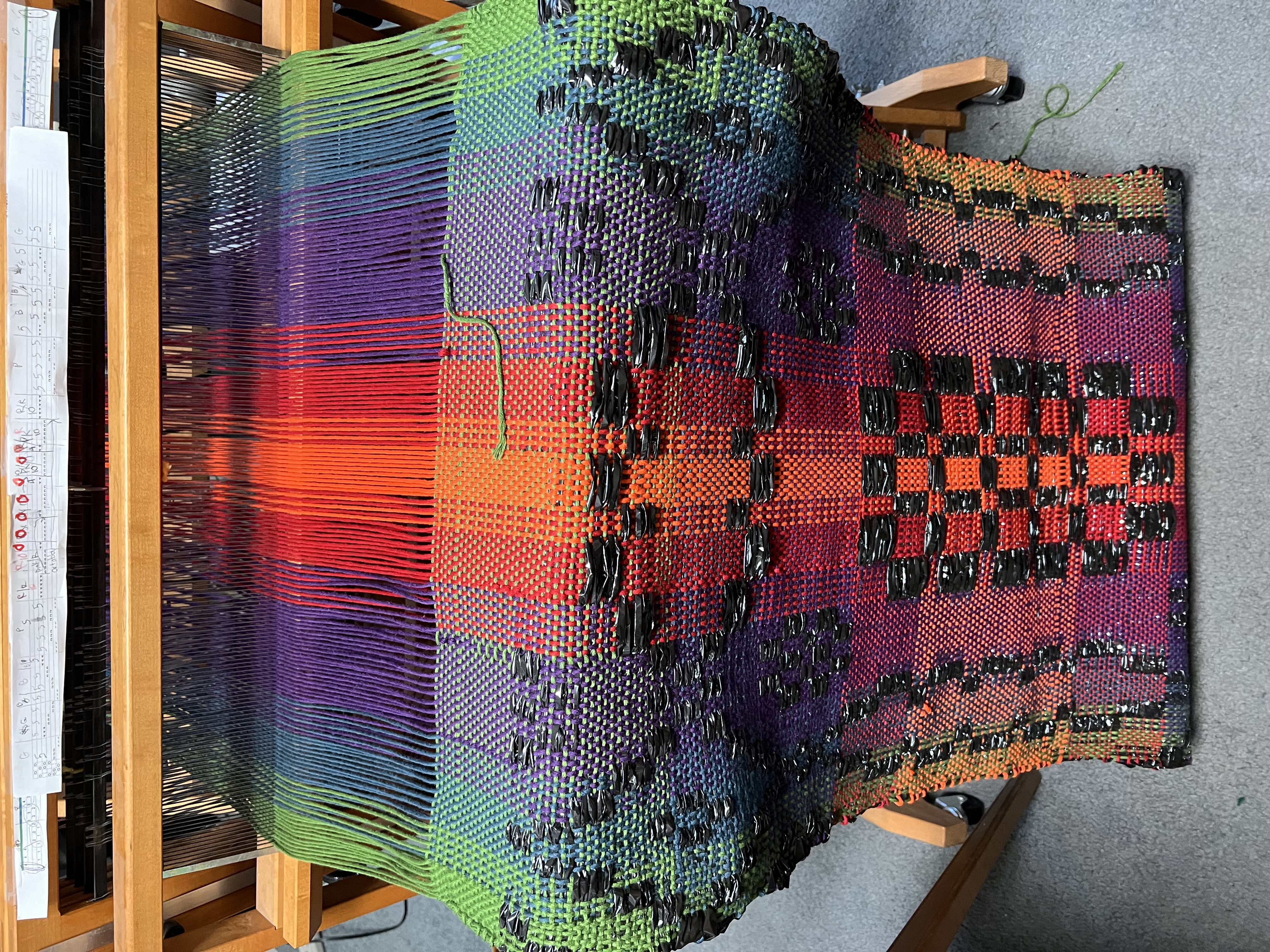 A weaving project on a loom